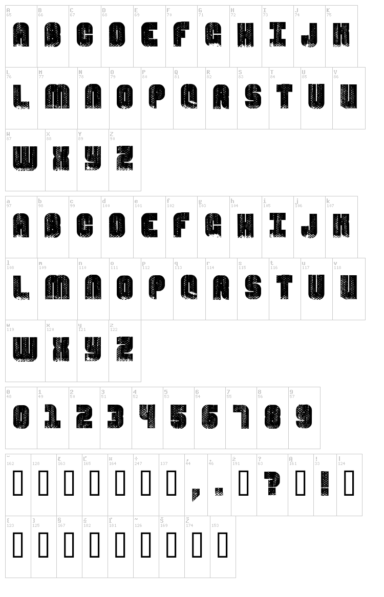 In Metro Caves font map